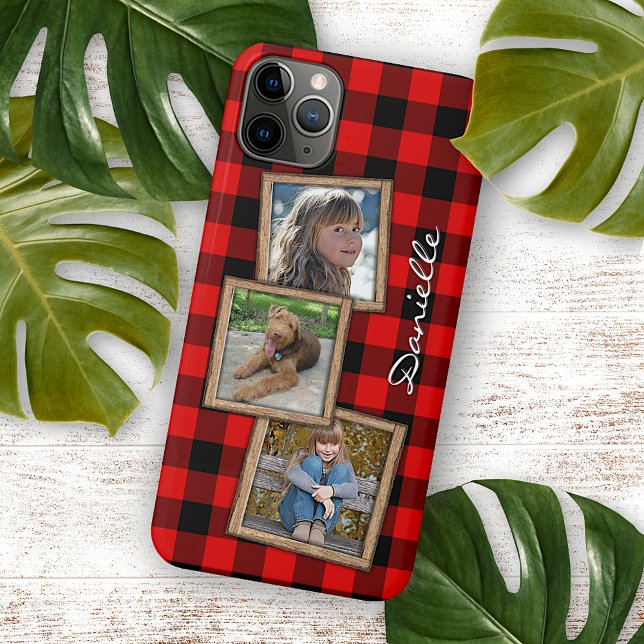Custom Red Black Buffalo Lumberjack Check Plaid iPhone Case (Creator Uploaded)