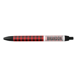 Custom Red Black Buffalo Lumberjack Pattern Ink Pen