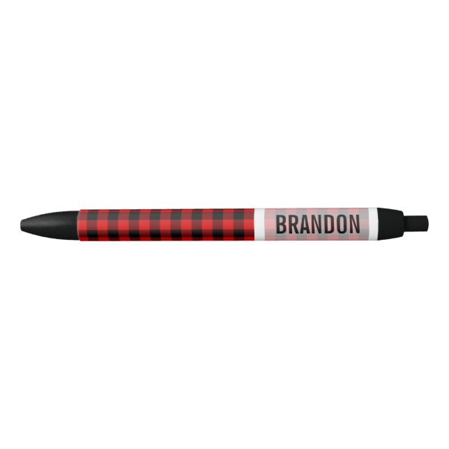 Custom Red Black Buffalo Lumberjack Pattern Ink Pen (Front)