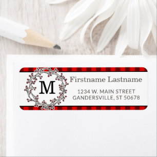 Custom Red Black Country Check Return Address
