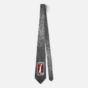 Custom Red & Black Glitter Basketball Player  Tie