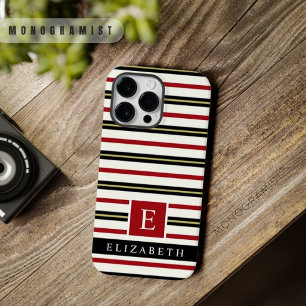 Custom Red Black Gold White Color Stripes  Case-Mate iPhone 14 Pro Max Case