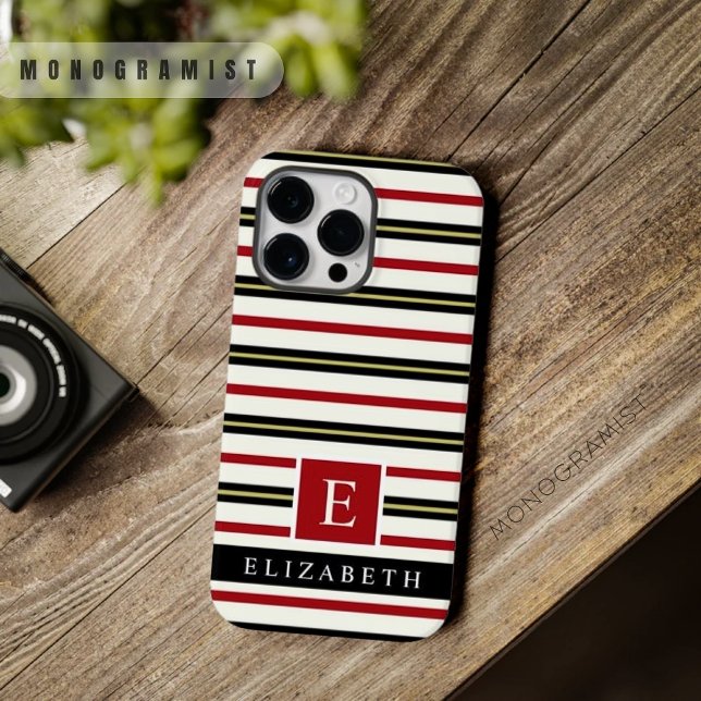 Custom Red Black Gold White Colour Stripes  Case-Mate iPhone Case (Custom Red Black Gold White Color Stripes Case-Mate iPhone Case)