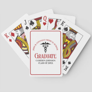 Custom Red Black Medical School Graduation Playing Cards