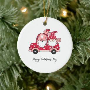Custom Red Black Modern Happy Valentine's Day Ceramic Tree Decoration