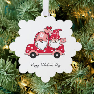 Custom Red Black Modern Happy Valentine's Day Tree Decoration Card