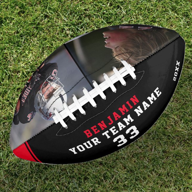 Custom Red Black Player Name Number Team 2 Photo American Football (Creator Uploaded)