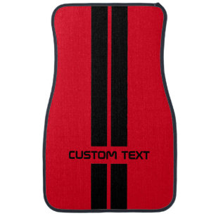 Custom Red & Black Racing Stripes Gift Car Mat