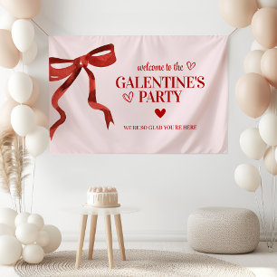 Custom Red Bow Galentine's Day Party Welcome Banner