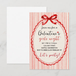 Custom Red Bow Galentines Party Invitation