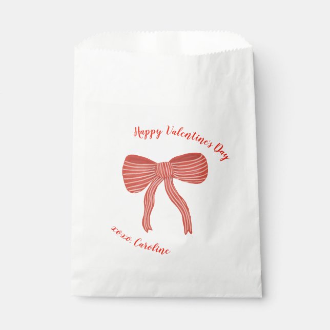 Custom Red Bow Personalized Valentine's Day  Favour Bags (Front)