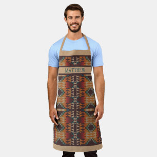 Custom Red Brown Teal Blue Orange Tribal Pattern Apron