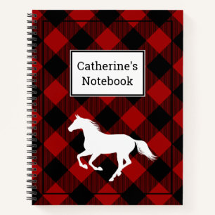 Custom Red Buffalo Plaid Horse Lover Notebook