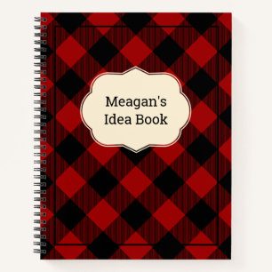 Custom Red Buffalo Plaid Notebook