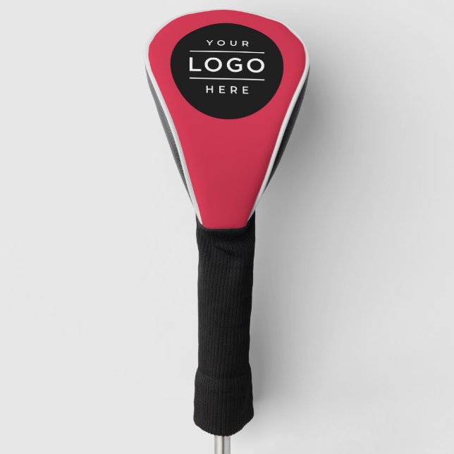 Custom Red Business Logo Branded Golf Head Cover (Front)