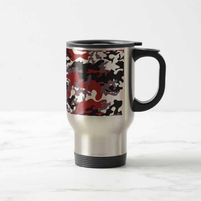 Custom Red Camo Stainless Steel Travel Mug (Right)