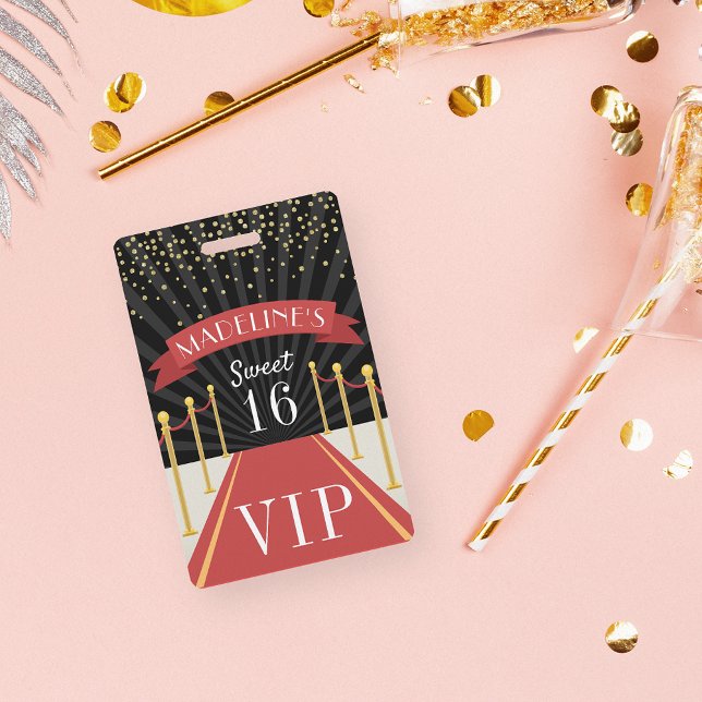 Custom Red Carpet VIP Pass Sweet Sixteen ID Badge (Creator Uploaded)