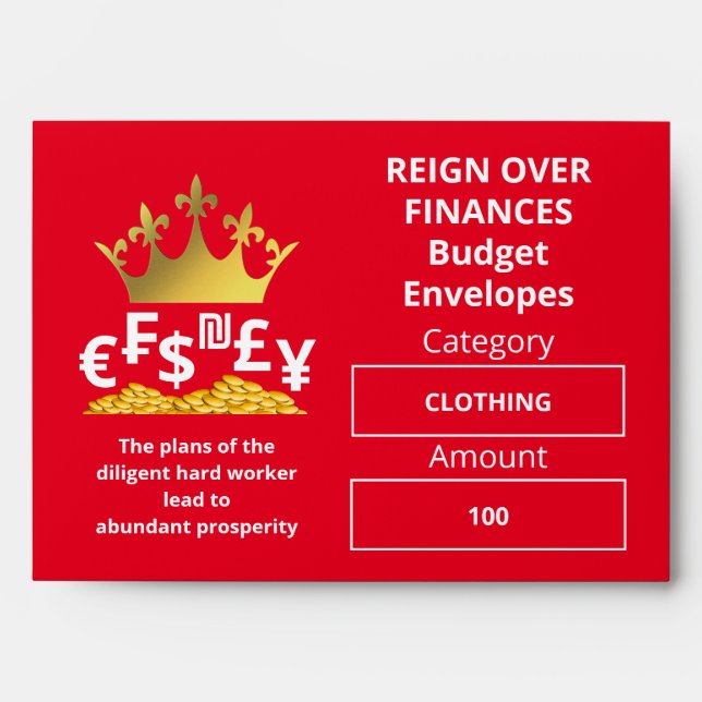 Custom RED Christian Budget Cash Envelope (Front)