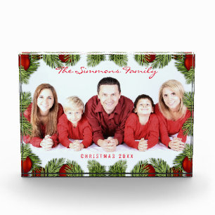 Custom Red Christmas Family Photo Block
