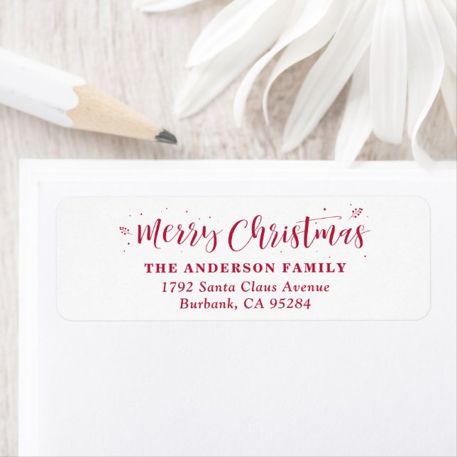 Custom Red Christmas Return Address Labels (Insitu)