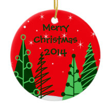 Custom Red Christmas Trees Ornament w/ Date
