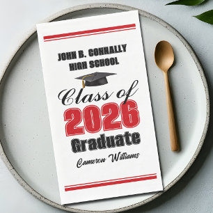 Custom Red Class of 2026 Graduation Party Napkin