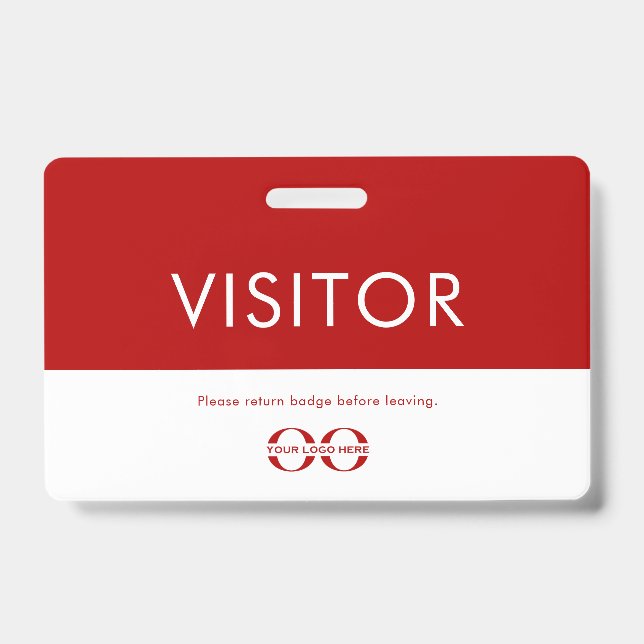 Custom Red Company Logo Visitor Badge ID Badge (Front)