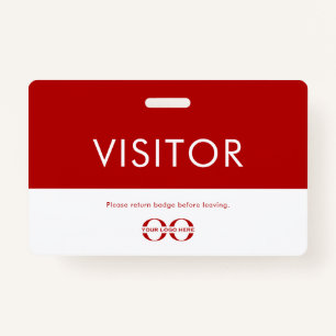 Custom Red Company Logo Visitor Badge ID Badge