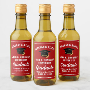 Custom Red Congratulations Graduation Party Mini Wine Label