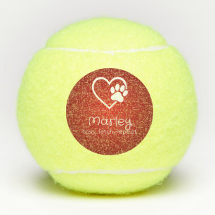 Custom Red Dog Tennis Ball "Toss, Fetch..."