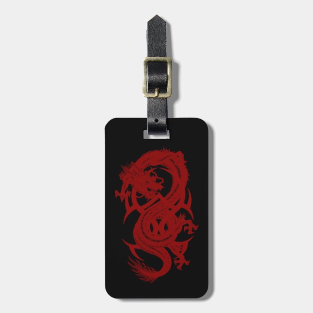 Custom Red Dragon Xiuhcoatl Luggage Tag (Front Vertical)