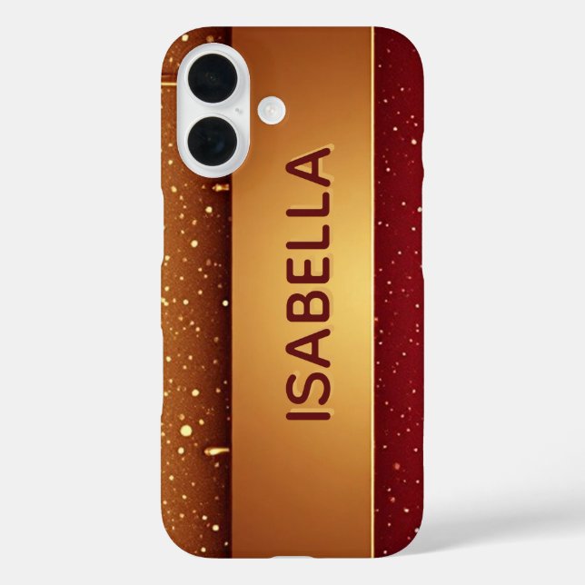 Custom Red Dripping Paint Over Gold Glitter Luxe Case-Mate iPhone Case (Back)