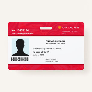 Custom Red Employee ID Identification Photo Bar ID Badge