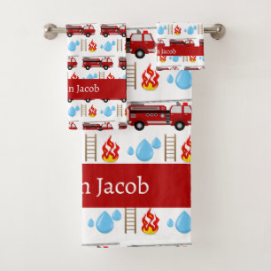 Custom Red Fire Trucks Firetrucks Pattern Towel