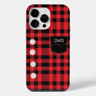 Custom Red Flannel Shirt Design iPhone 14 Pro Max Case