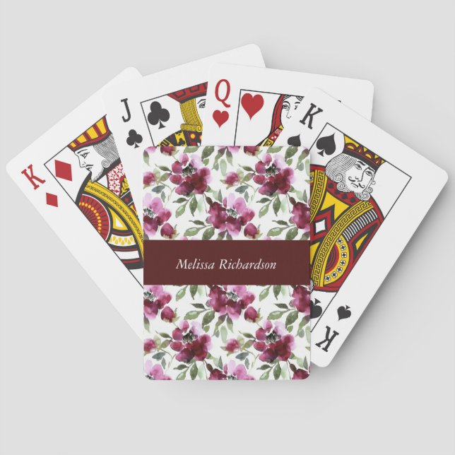 Custom Red Floral Poker Cards (Back)