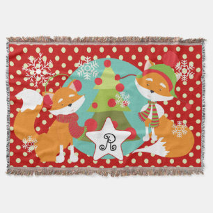 Custom Red Fox Christmas Holiday Throw Blanket