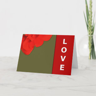 Custom Red Geranium Flower, Love Red and Green Card