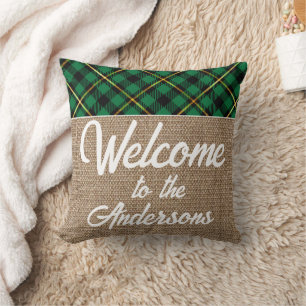 Custom Red Gold Buffalo Check Tartan Pattern  Cushion