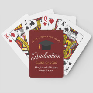 Custom Red Gold Graduation 2023 Graduate Gift Playing Cards