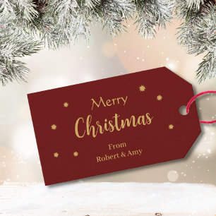 Custom Red & Gold Merry Christmas Gift Tags