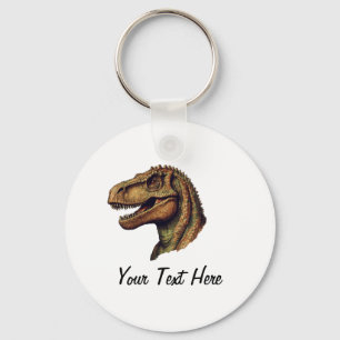 Custom Red Green Dinosaur T-Rex Tyrannosaurus Key Ring