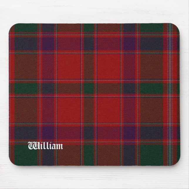 Custom Red & Green Stewart Tartan Plaid Mouse Mat (Front)
