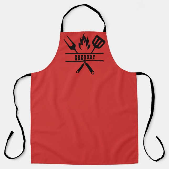 Custom Red Grilling Apron (Front)