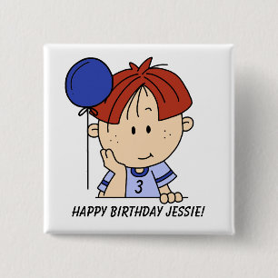 Custom Red Haired Boy Birthday Button