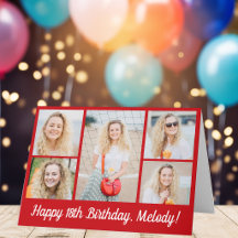 Custom Red Happy Birthday Photo Collage