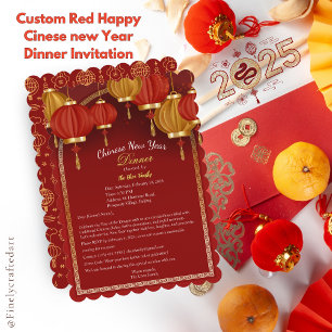 Custom Red Happy Cinese new Year Greeting Card