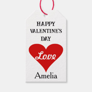 Custom Red Heart Valentine's Day Name & Text Gift Tags
