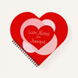Custom Red Heart Valentine's Heart-Shaped Notebook