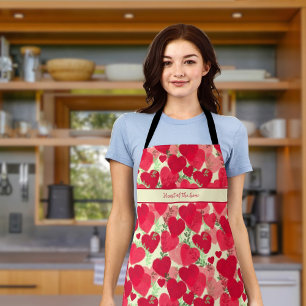 Custom Red hearts  Apron
